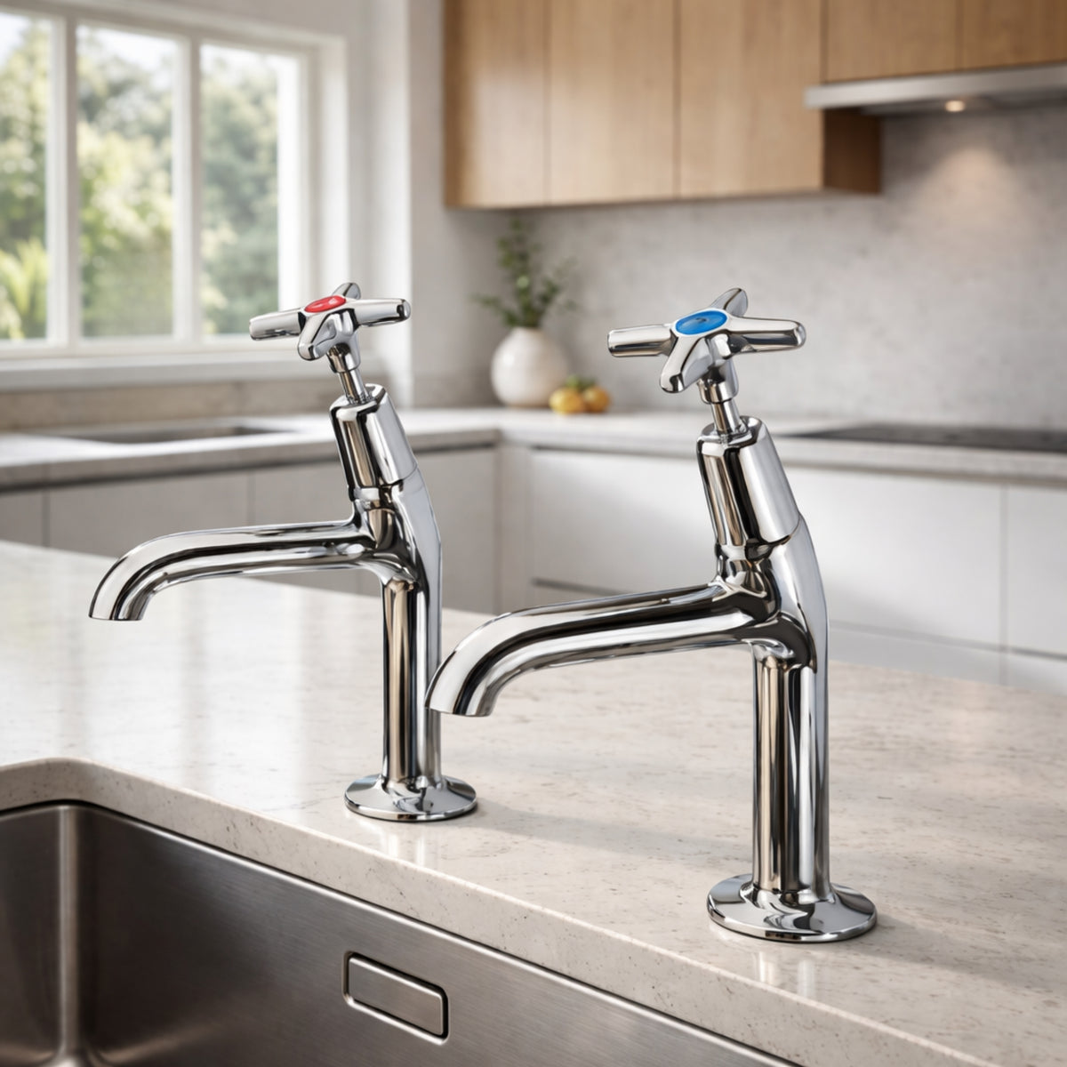 Clever Performa 2158 Cross Top Sink Tap – Cold, Chrome-Plated Brass