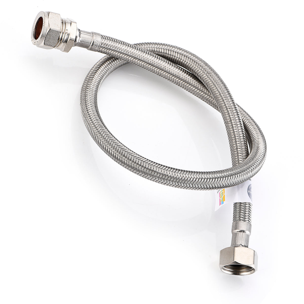 WRAS Flexi Tap Connector – 15mm Comp x 1/2" BSP, 600mm, 8.5mm Bore