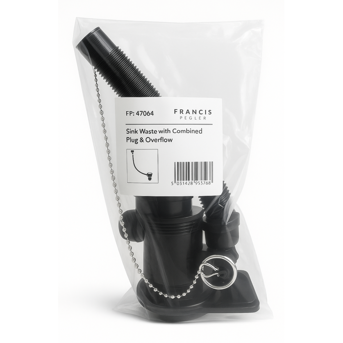 Combined Sink Waste & Overflow Set with Plastic Plug