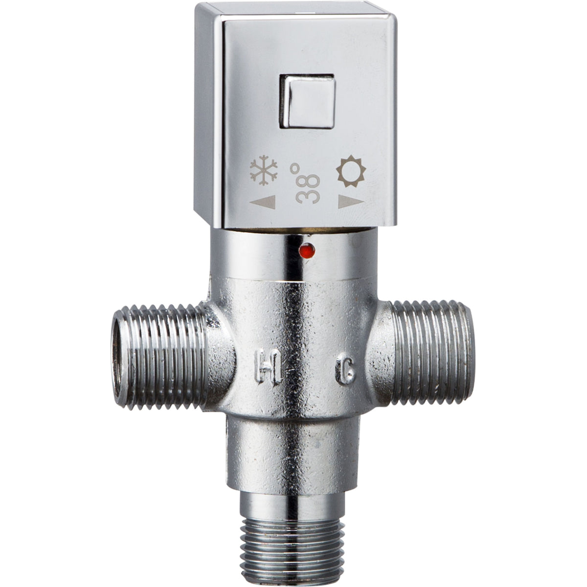 Square Thermostatic Mixing Valve – Chrome, Pre-Set 38°C Safety Lock