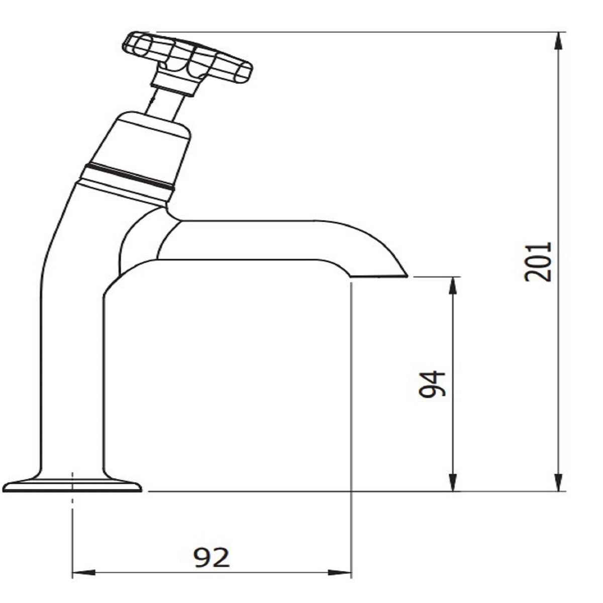 Performa 159 Cross Top Sink Tap – Cold, Chrome-Plated Brass