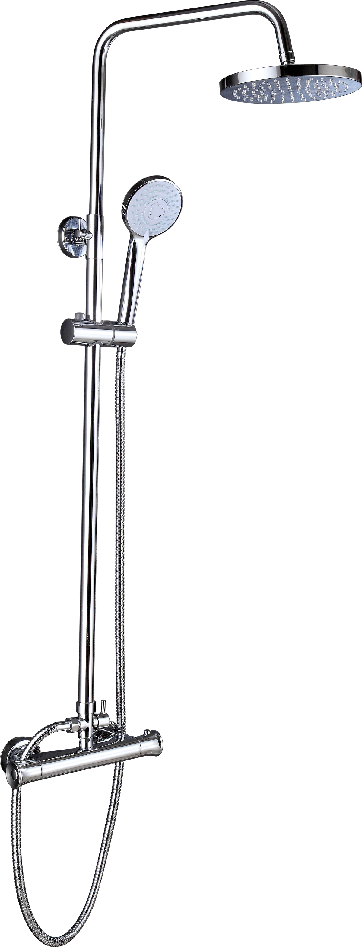 Ares Thermostatic Shower Kit – Round Overhead & Handheld Spray, Chrome