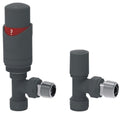 Grey Angled Thermostatic Radiator Valve & Lockshield Set