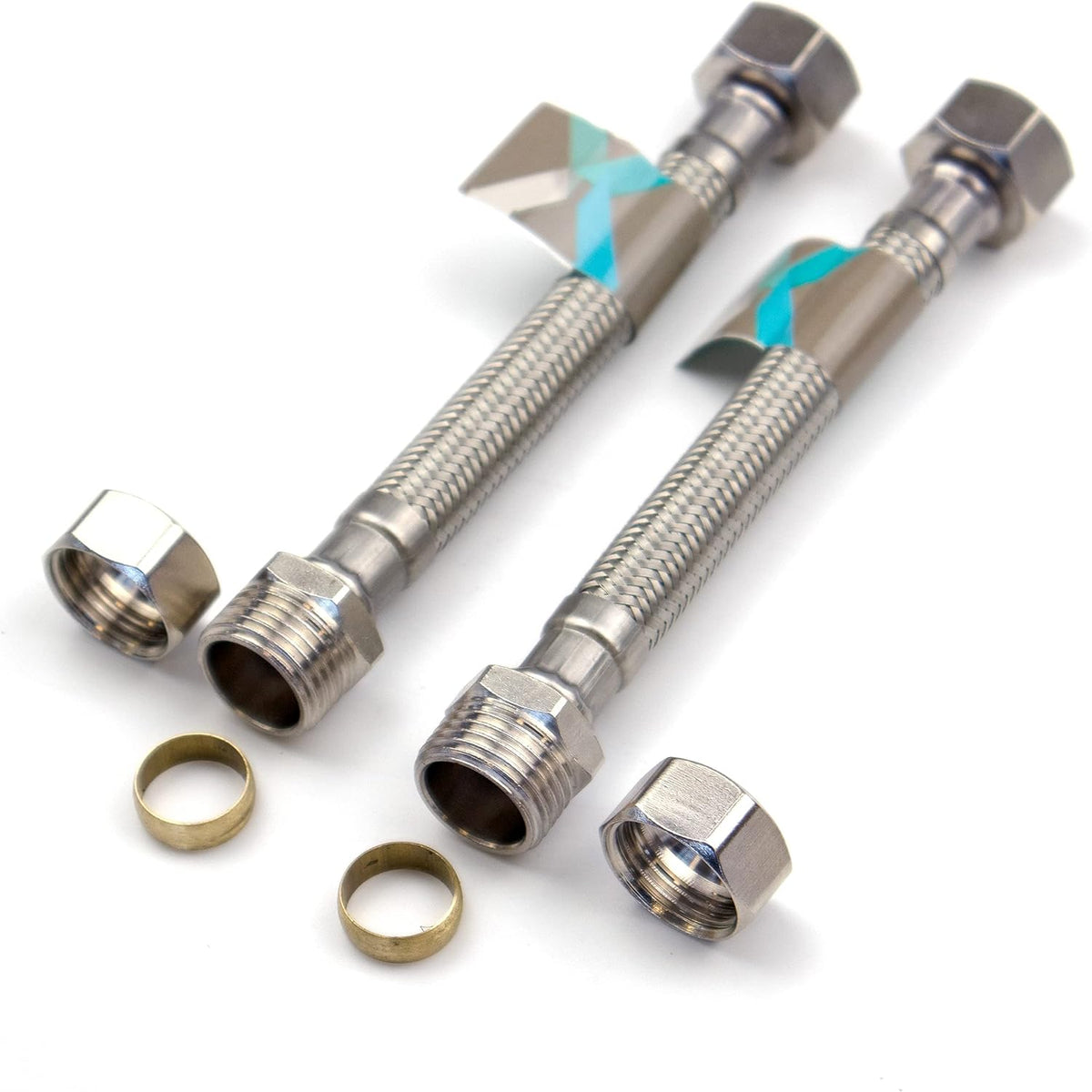 Flexi Pipe 15mm Compression x 1/2" BSP Tap Connector – 150mm (Pair)