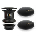 Round Mushroom Click Clack Basin Waste – Slotted with Spare Lids, Matte Black
