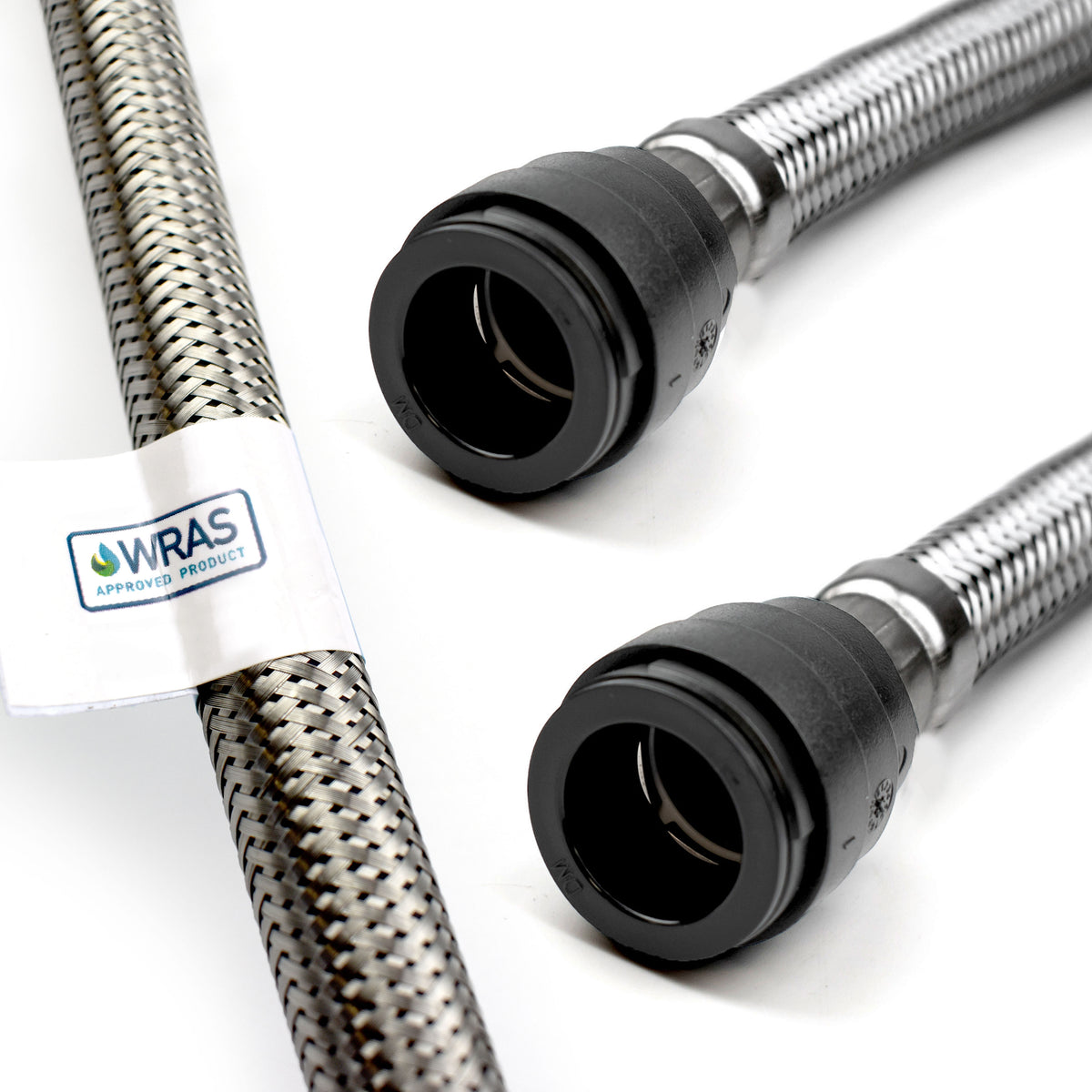 WRAS-Approved Flexi Pipe Connector – 15mm Pushfit x 15mm Pushfit, 500mm