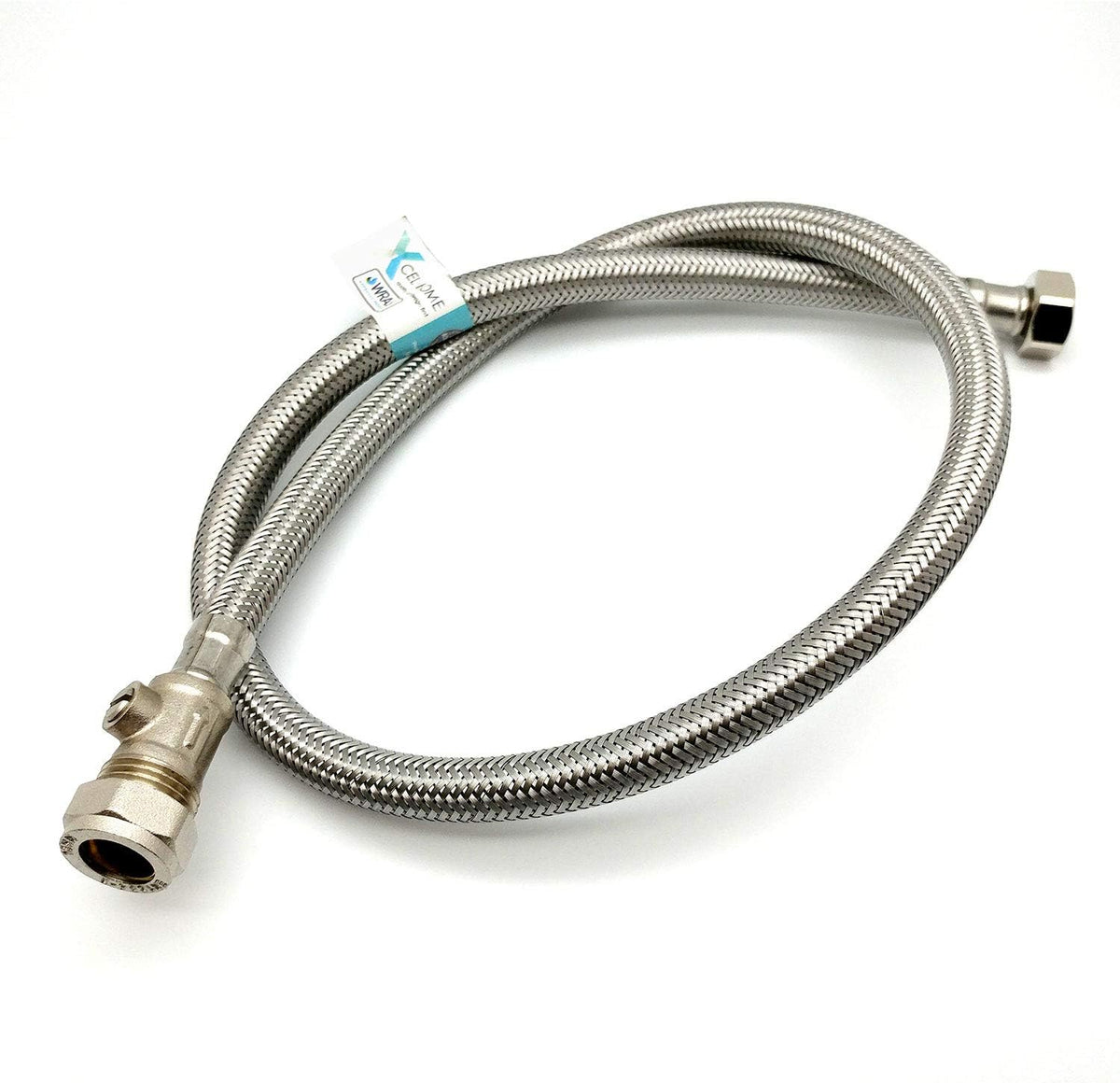 WRAS Flexi Tap Connector with Isolation Valve – 15mm x 1/2" BSP, 900mm