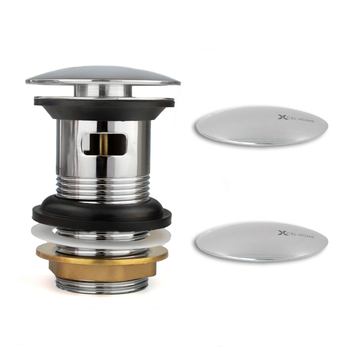 Round Mushroom Click Clack Basin Waste – Slotted with Spare Lids, Chrome