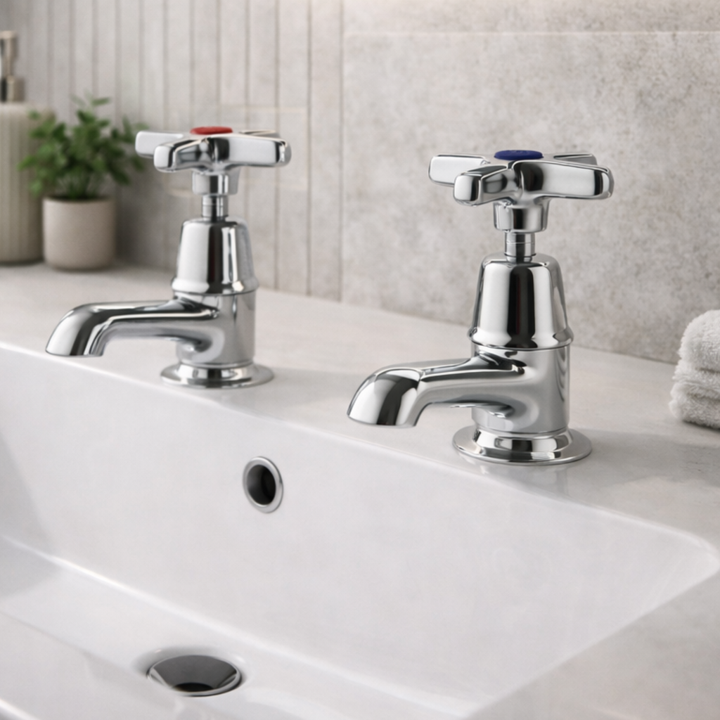 Clever Performa 2159 Cross Top Basin Tap – Hot, Chrome-Plated Brass