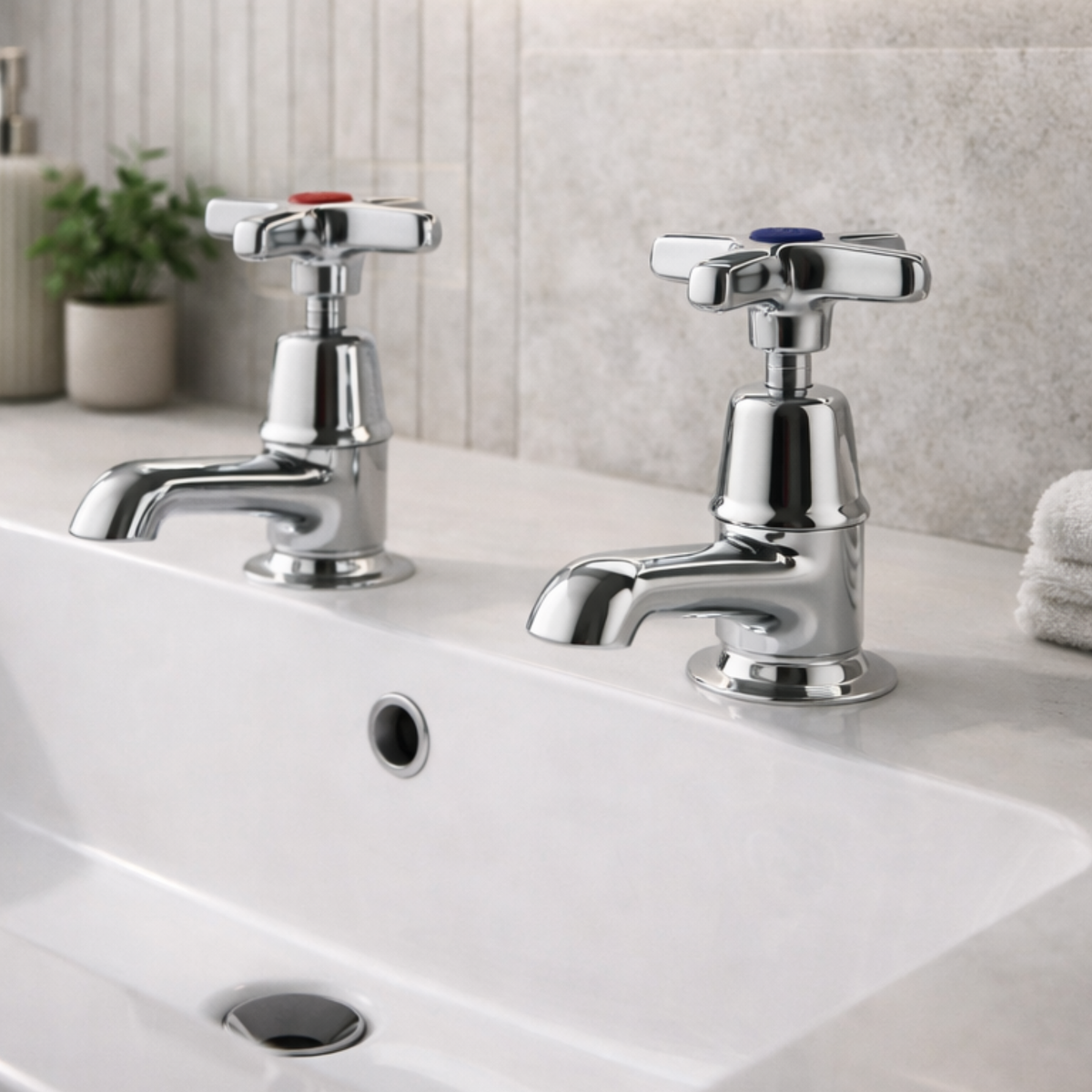 Clever Performa 2159 Cross Top Basin Tap – Hot, Chrome-Plated Brass