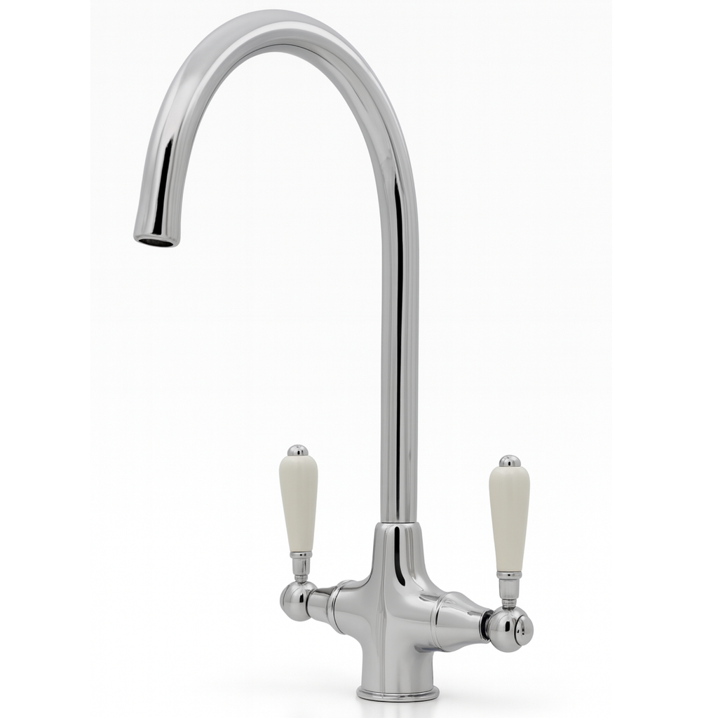 Inca Kitchen Mixer Tap – Brushed Nickel, Ceramic Lever Handles