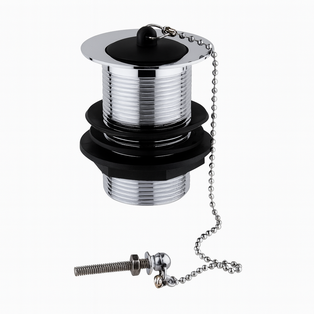 Chrome Basin Waste – Unslotted, Poly Plug & Chain