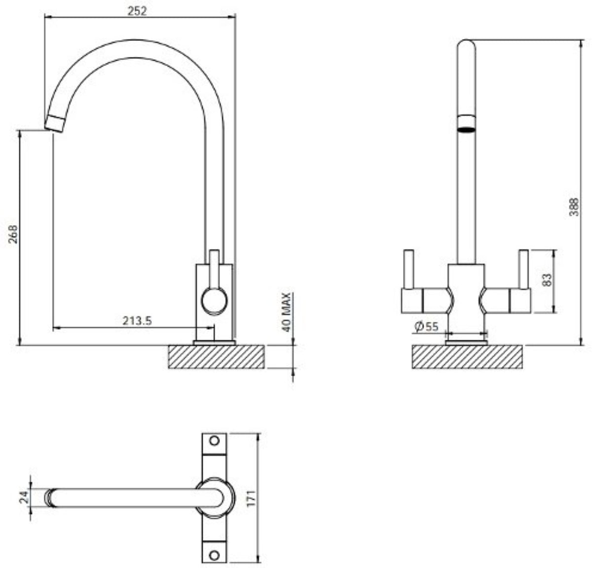 Clever Elektro Chrome Kitchen Mixer Tap – Dual Lever, High Spout