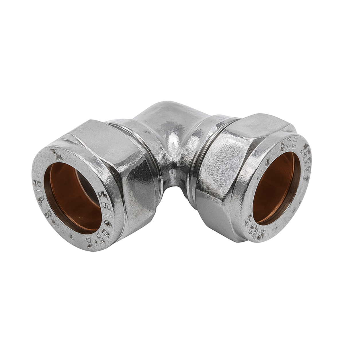 22mm Compression Elbow – Bright Chrome, 90°