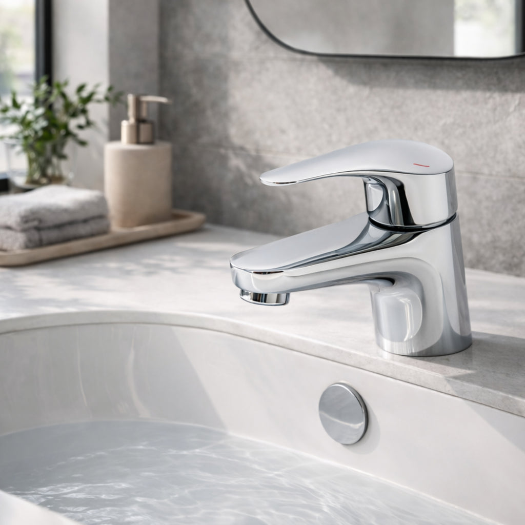 Araya Lujo Slim Mono Basin Mixer – Chrome, Single Lever