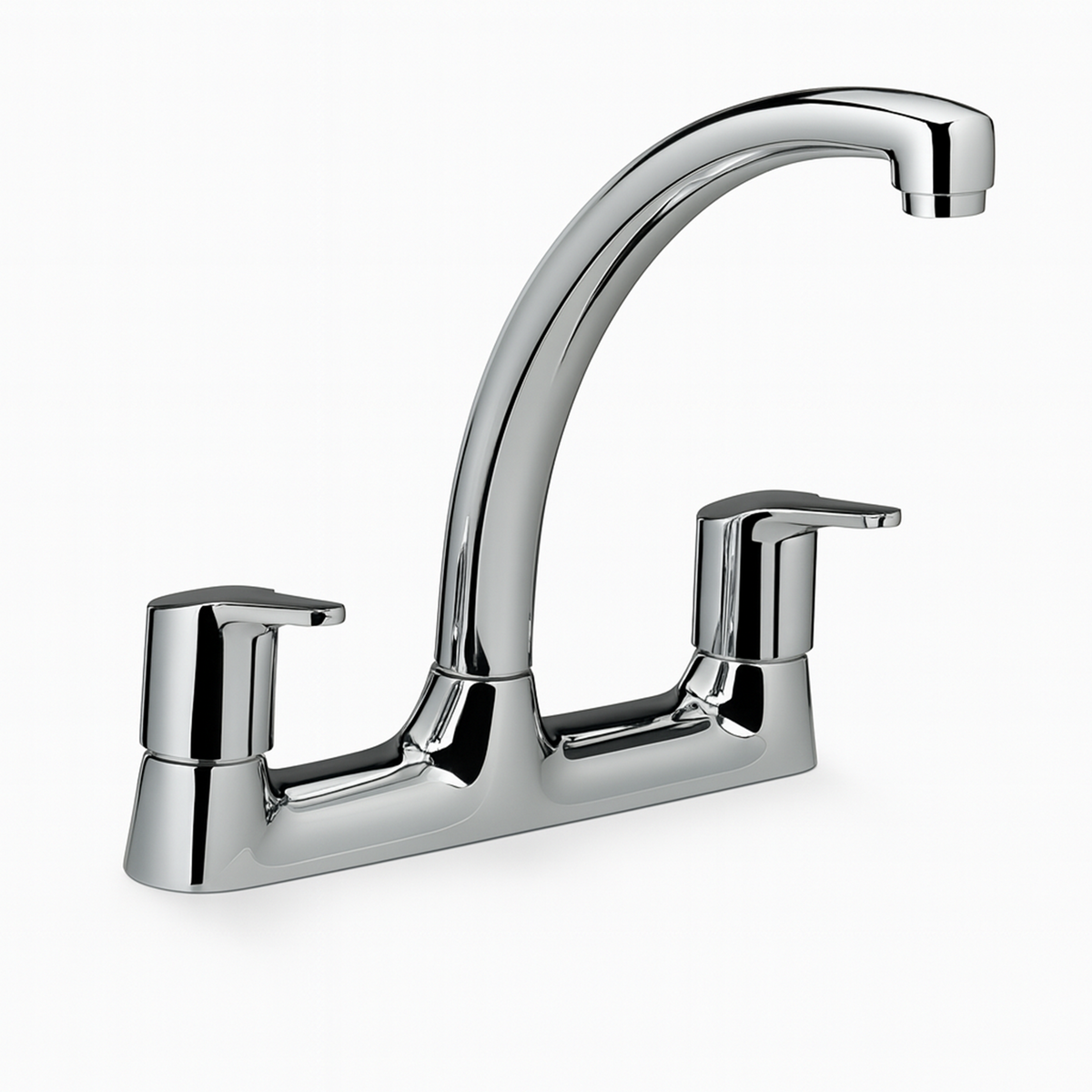 Araya Deck-Mounted Kitchen Mixer Tap – Chrome, Twin Lever