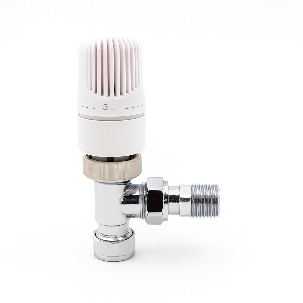 15mm Angle Westherm Classic Thermostatic Radiator Valve – Single, White