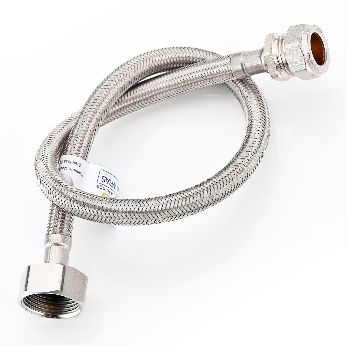 WRAS Flexi Tap Connector – 15mm Comp x 3/4" BSP, 500mm, 8.5mm Bore