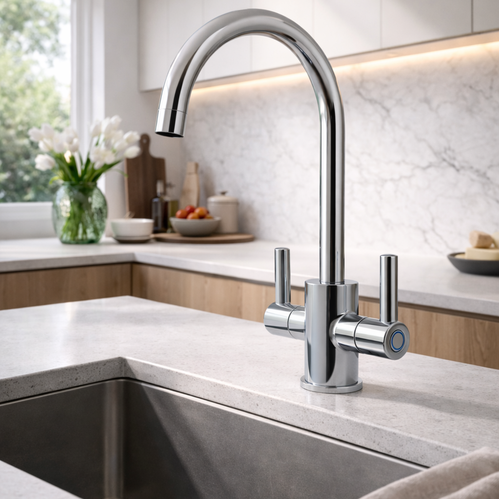 Clever Pica Two Handle Kitchen Mixer Tap – Chrome, Swivel Spout