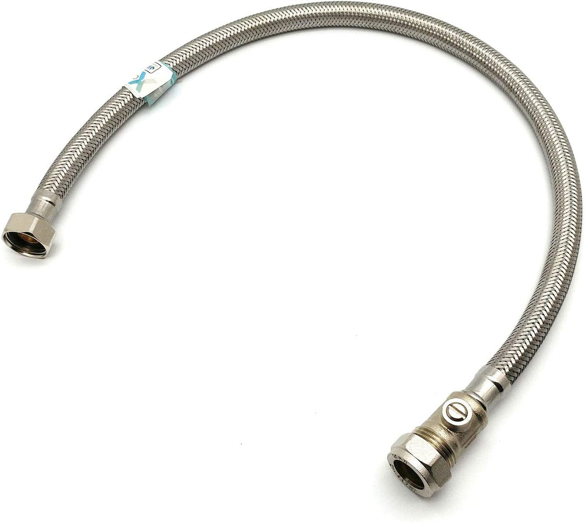 WRAS Flexi Tap Connector with Isolation Valve – 15mm x 1/2" BSP, 600mm