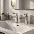 Strata Blade Bath Tap Pair – Chrome, 3/4" Pillar Taps