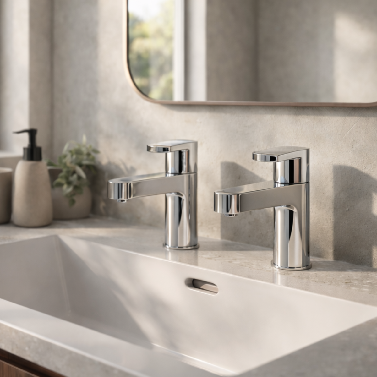 Strata Blade Bath Tap Pair – Chrome, 3/4" Pillar Taps