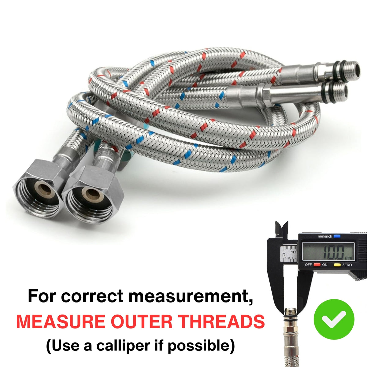 Flexi Pipe M10 x 1/2" BSP Monobloc Tap Connector – 500mm (Pair)