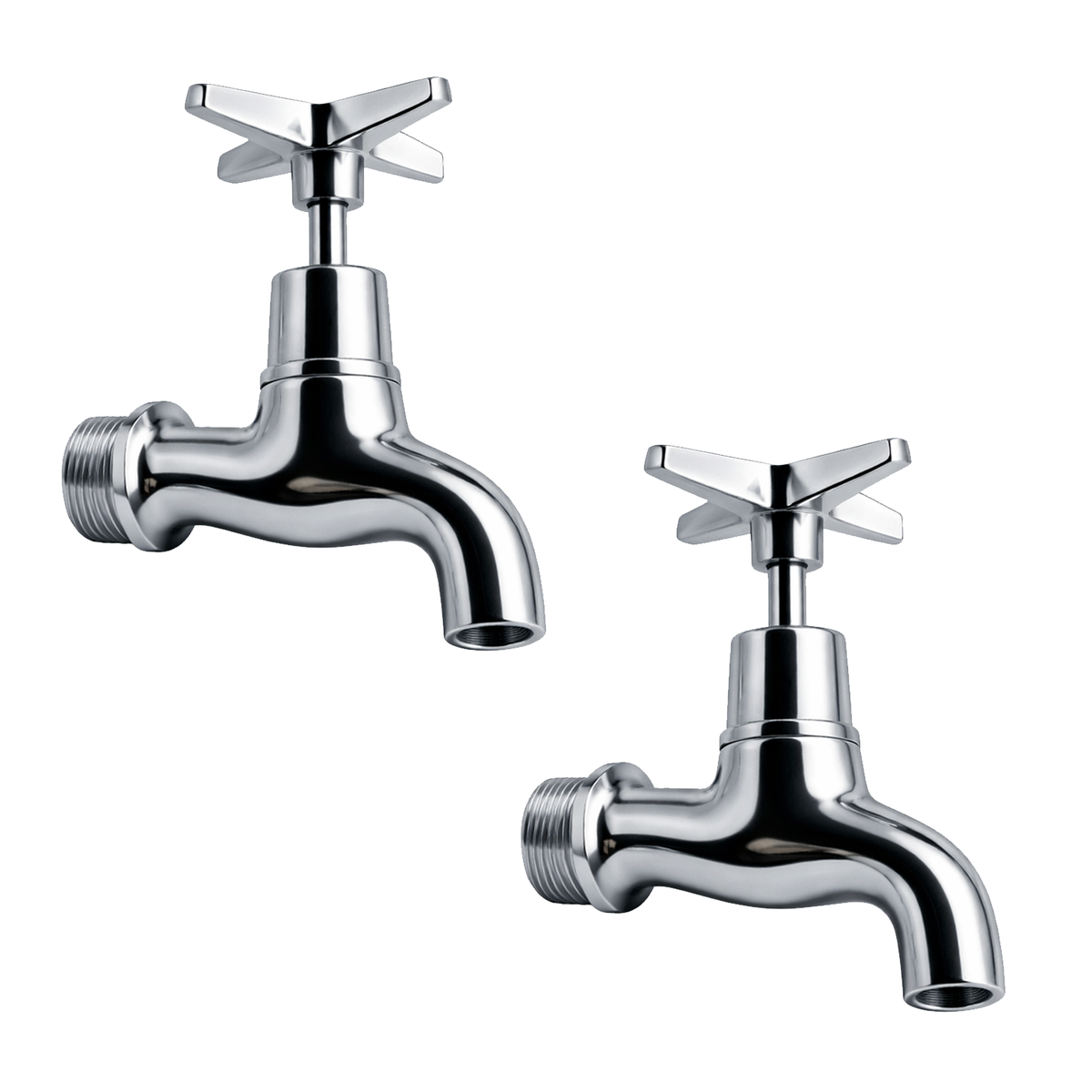Performa Cross Top Bib Tap Pair – Chrome, Wall Mounted