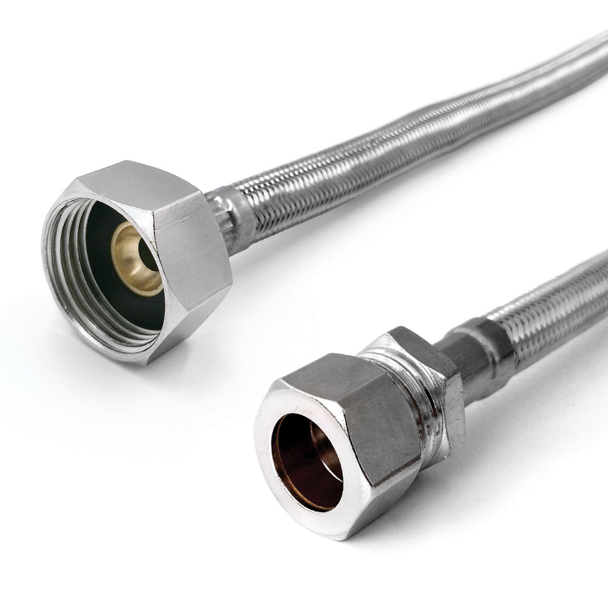 WRAS Flexi Tap Connector with Isolation Valve – 15mm x 3/4" BSP, 500mm