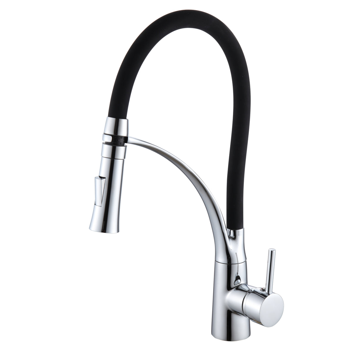 Iris Single Lever Kitchen Tap – Black & Chrome, Flexible Spout