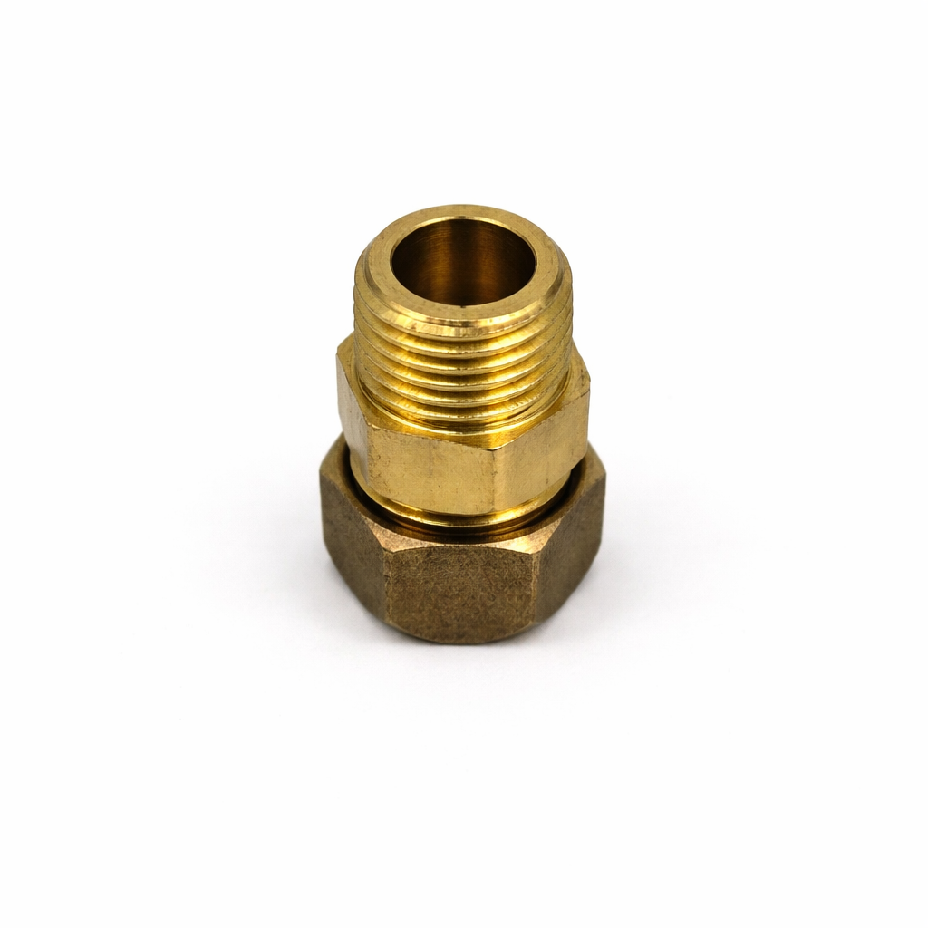8mm x 1/4" Male BSP Brass Compression Straight Adaptor (Pack of 5)