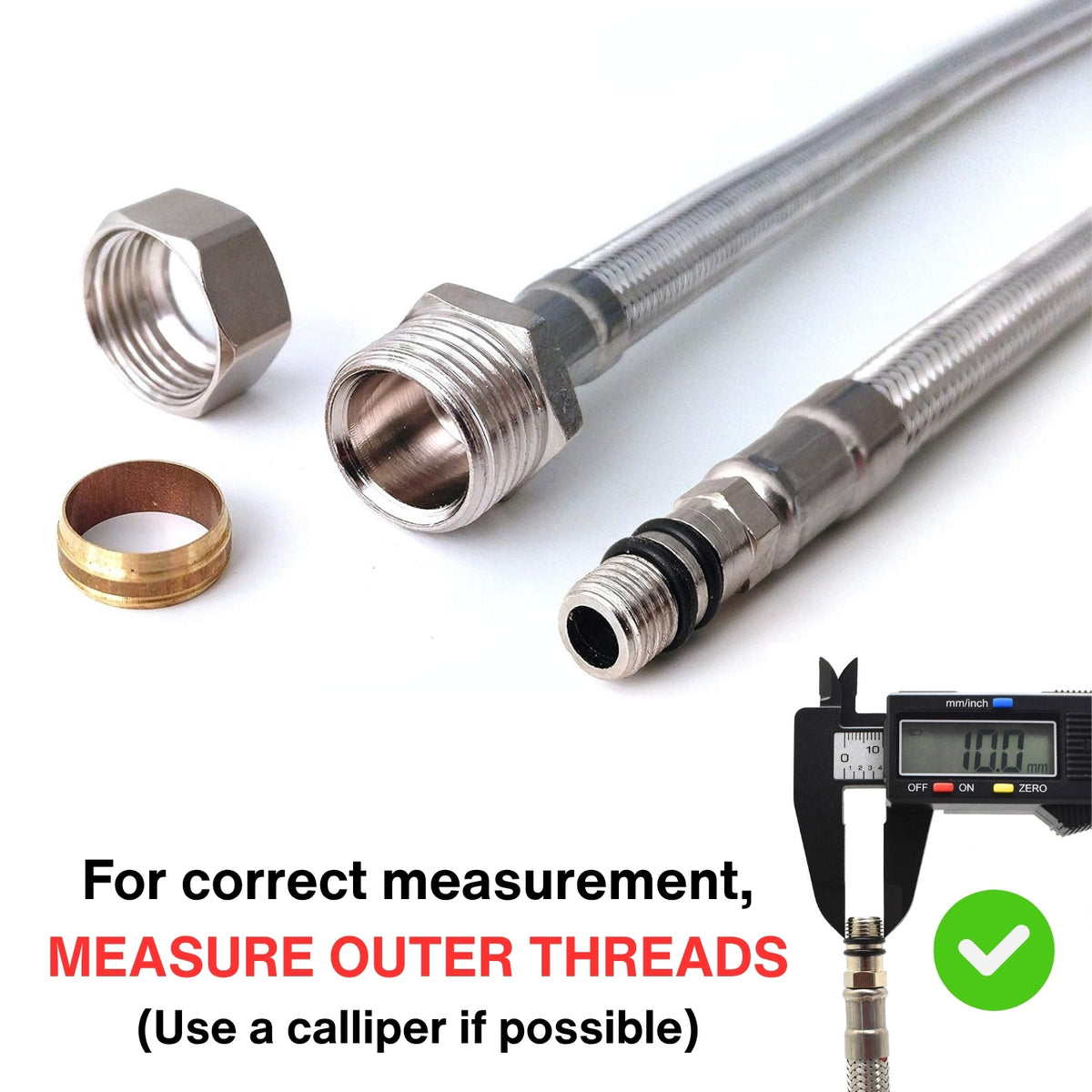 Stainless Steel Flexi Tap Connector Pair – M10 x 15mm Compression, 600mm