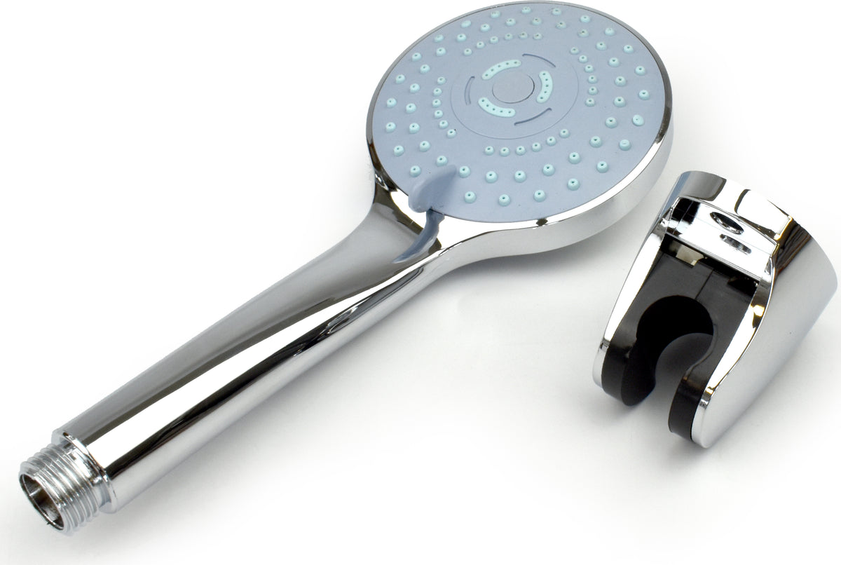 Round Shower Head with Holder – 3 Spray Settings