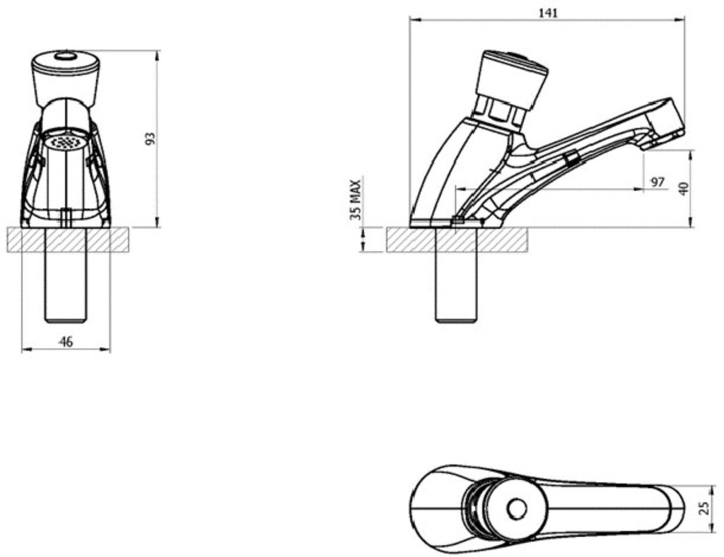 Clever Performa Non-Concussive Basin Tap – Self-Closing, Chrome-Plated Brass