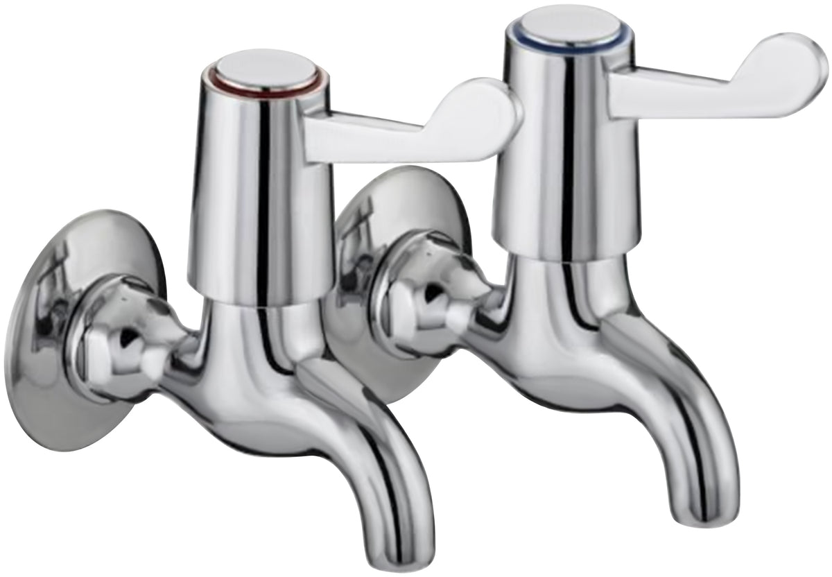 Gelos Wall-Mounted Basin Taps – Chrome, Sold as a Pair