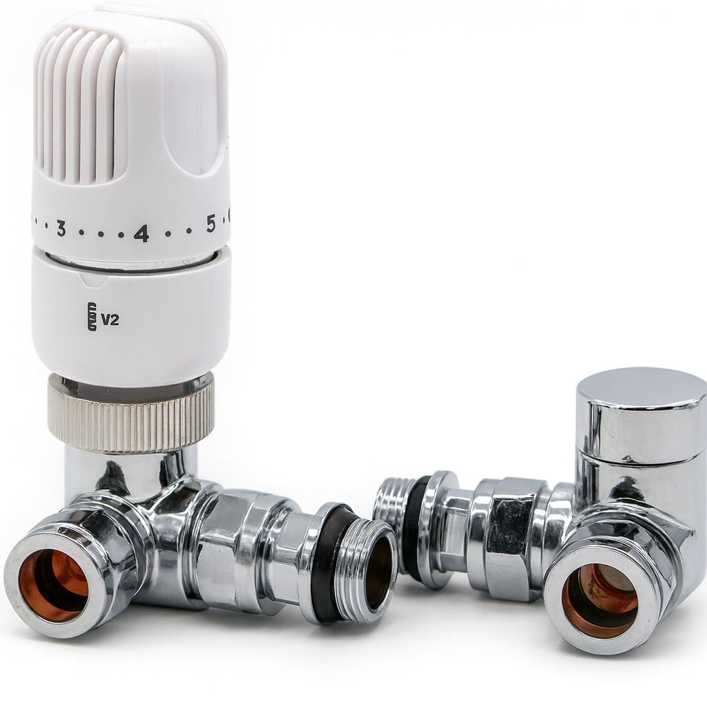 15mm Corner Westherm Classic Thermostatic Radiator Valve Twin Pack