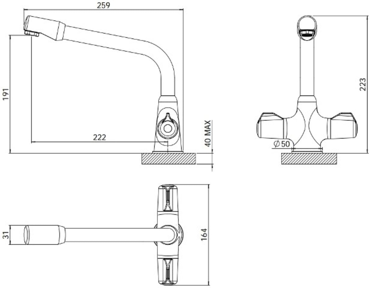 Clever Arbon Kitchen Mixer Tap – Chrome, Dual Handle Swivel Spout