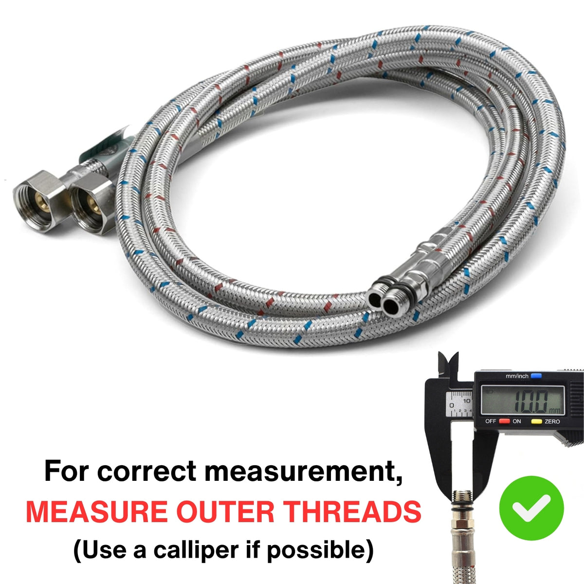 Flexi Pipe M10 x 1/2" BSP Monobloc Tap Connector – 1400mm (Pair)