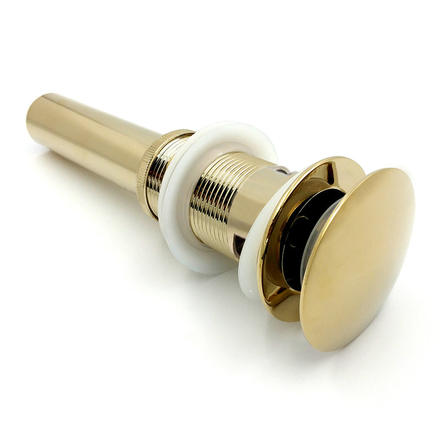 Round Mushroom Click Clack Basin Waste – Slotted with Tube Extension, Gold