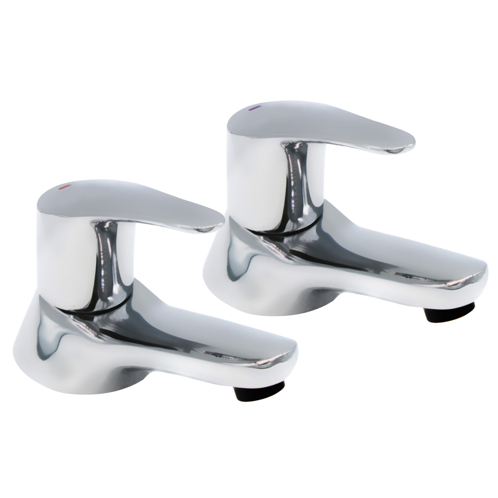 Lujo Bath Tap Pair – Chrome, Lever Handles