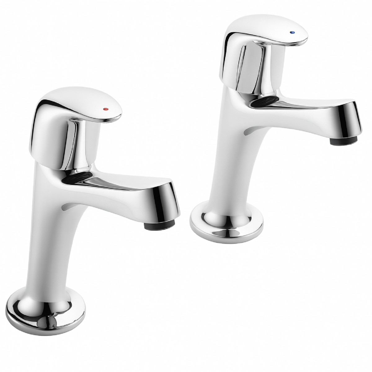 Haze High Neck Kitchen Tap Pair – Chrome, Hot & Cold Pillar Taps