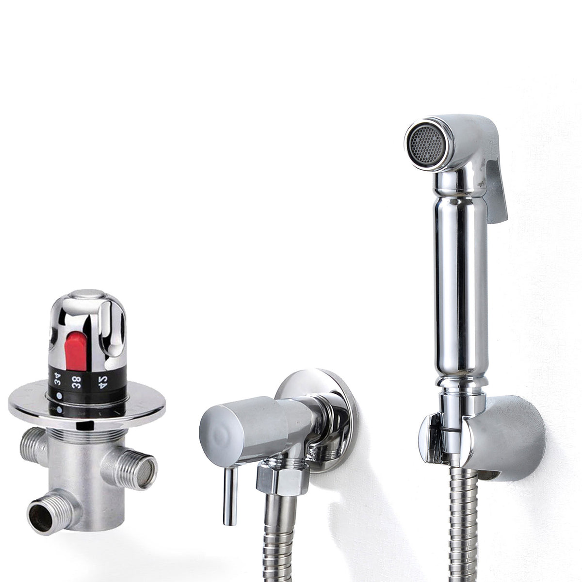 Chrome Concealed Thermostatic Brass Douche Set