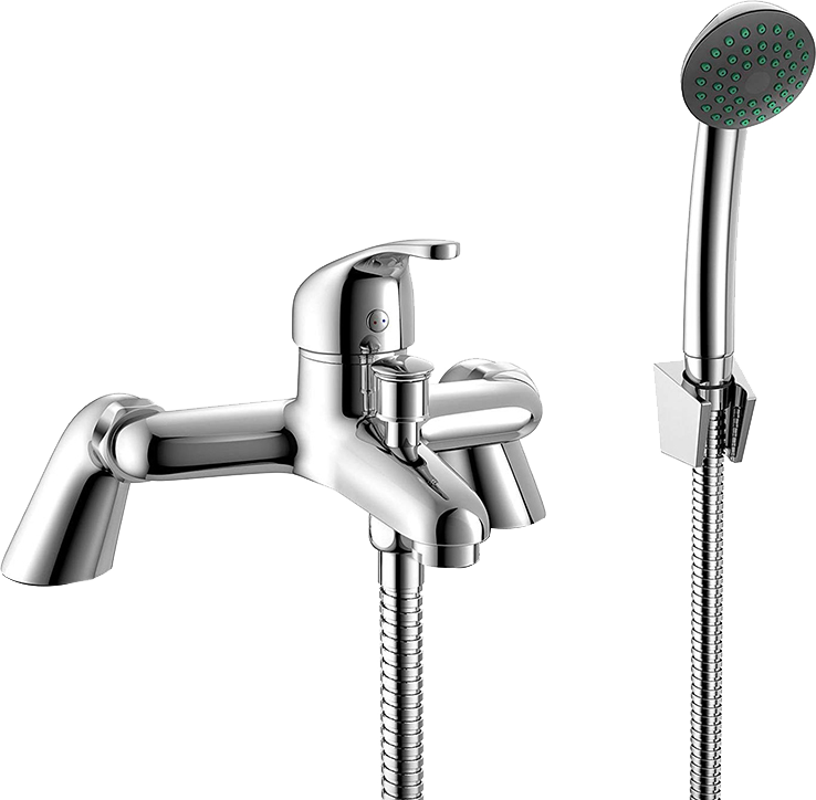 Eros Chrome Bath Shower Mixer Tap – Deck-Mounted, Pillar Legs